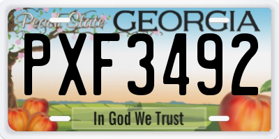GA license plate PXF3492
