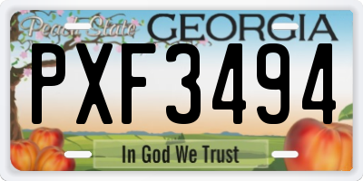 GA license plate PXF3494