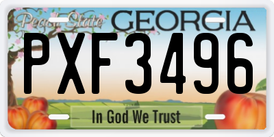 GA license plate PXF3496