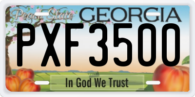 GA license plate PXF3500