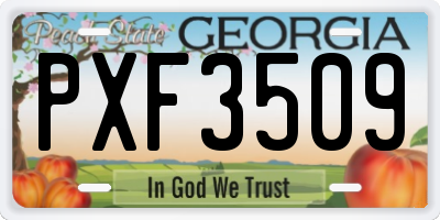 GA license plate PXF3509