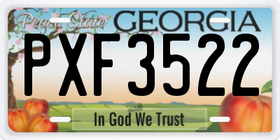 GA license plate PXF3522