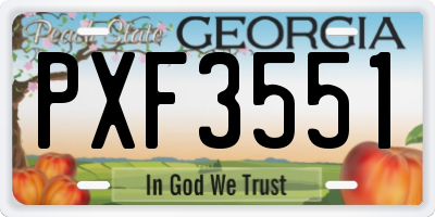 GA license plate PXF3551