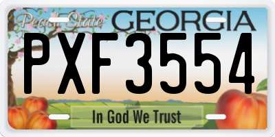 GA license plate PXF3554