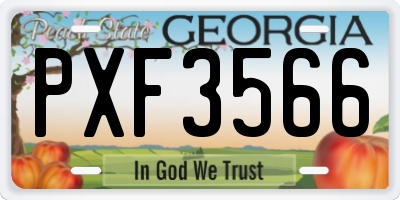 GA license plate PXF3566