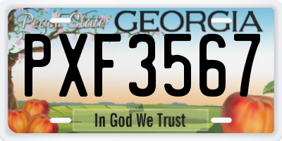 GA license plate PXF3567
