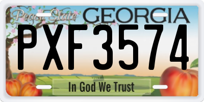 GA license plate PXF3574