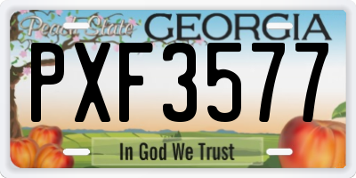GA license plate PXF3577