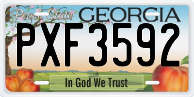 GA license plate PXF3592