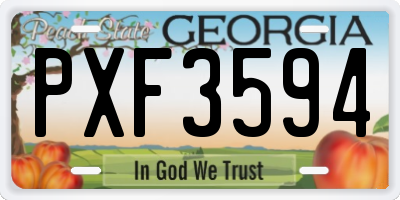 GA license plate PXF3594