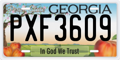 GA license plate PXF3609