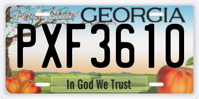 GA license plate PXF3610