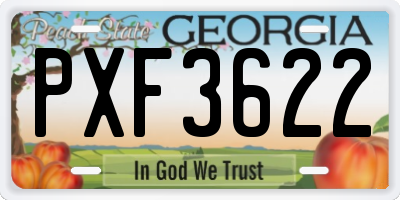 GA license plate PXF3622