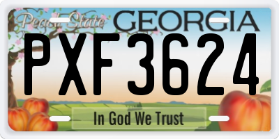 GA license plate PXF3624