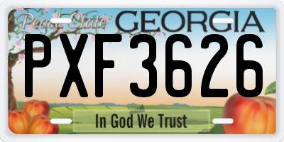 GA license plate PXF3626