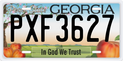 GA license plate PXF3627