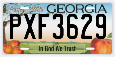 GA license plate PXF3629