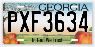 GA license plate PXF3634
