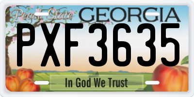 GA license plate PXF3635
