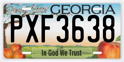 GA license plate PXF3638