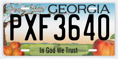 GA license plate PXF3640