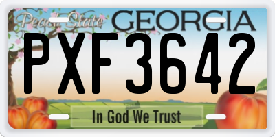 GA license plate PXF3642