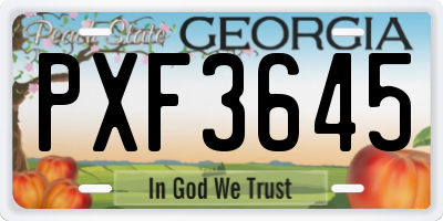 GA license plate PXF3645