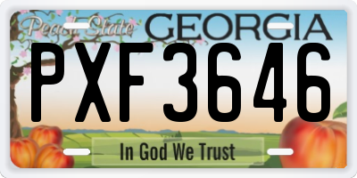 GA license plate PXF3646