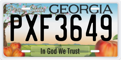 GA license plate PXF3649