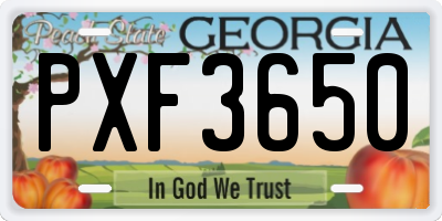 GA license plate PXF3650