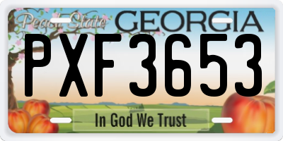 GA license plate PXF3653