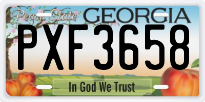 GA license plate PXF3658