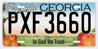 GA license plate PXF3660