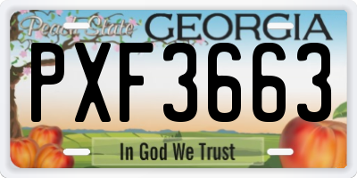 GA license plate PXF3663