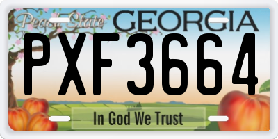 GA license plate PXF3664