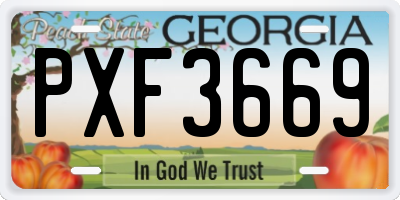 GA license plate PXF3669