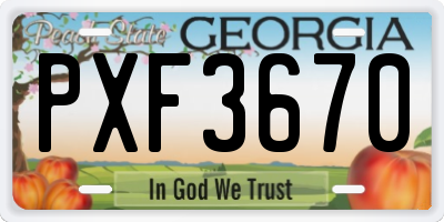 GA license plate PXF3670