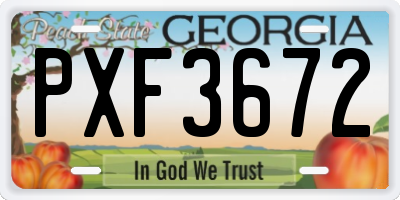 GA license plate PXF3672