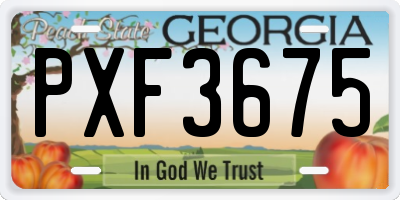 GA license plate PXF3675