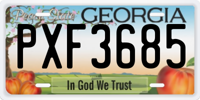 GA license plate PXF3685
