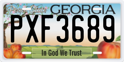 GA license plate PXF3689