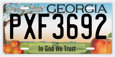 GA license plate PXF3692