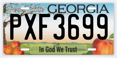 GA license plate PXF3699