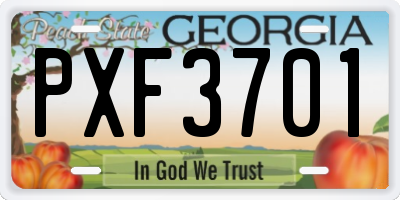 GA license plate PXF3701