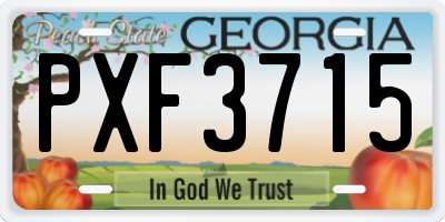 GA license plate PXF3715