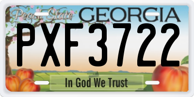 GA license plate PXF3722
