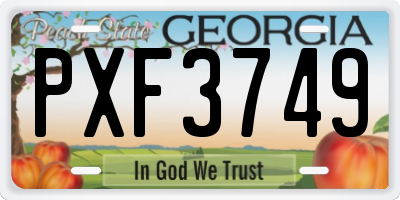 GA license plate PXF3749