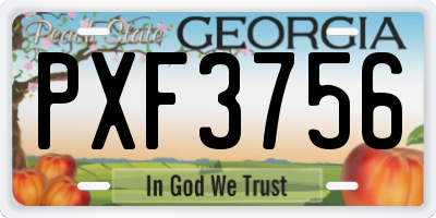 GA license plate PXF3756