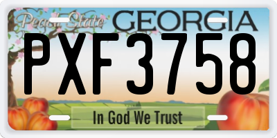 GA license plate PXF3758