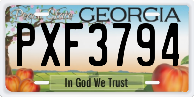 GA license plate PXF3794